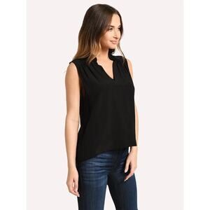 FRAME XS Cali Silk Sleeveless Blouse Top Black